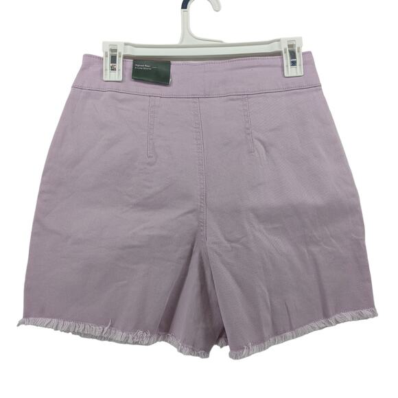 Wild Fable Jean Shorts Pleated Lavender 4 Cutoff Super High Rise Bermuda Raw Hem - Picture 2 of 8